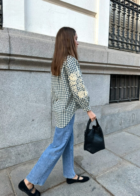 Camisa Vichy bordada Florencia azul marino - Imagen 6