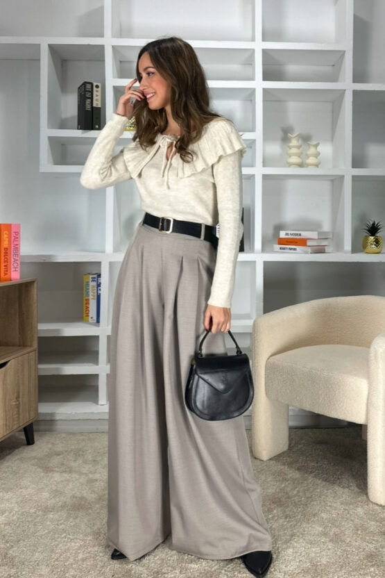 Pantalón lauren stone grey con cinto - Imagen 4