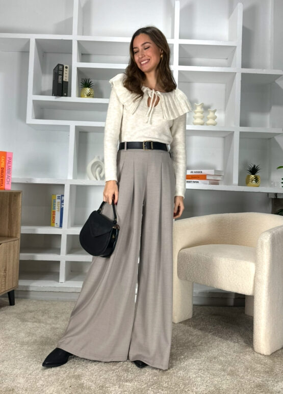 Pantalón lauren stone grey con cinto - Imagen 3