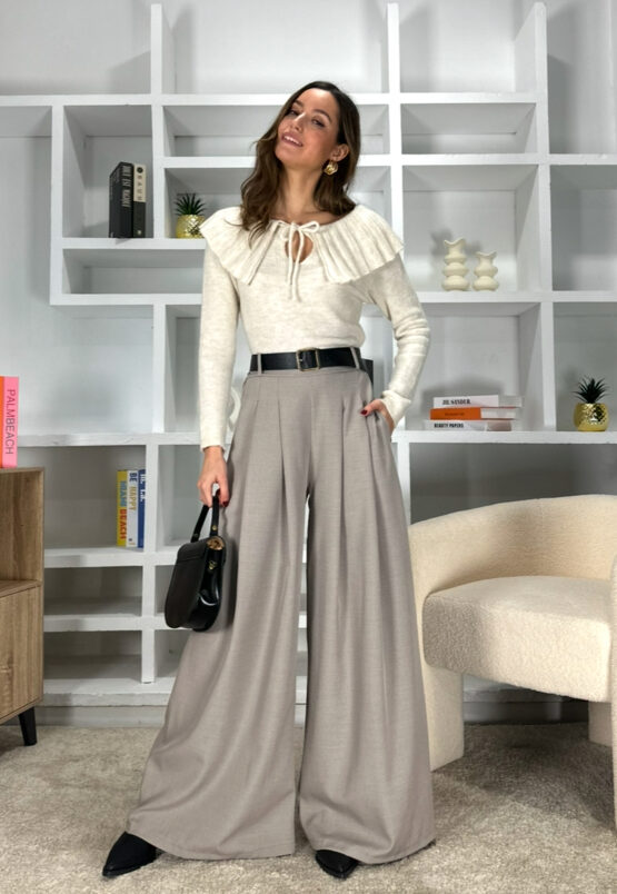 Pantalón lauren stone grey con cinto