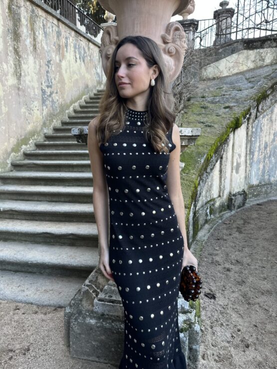 Vestido punto tachas Sena noir - Imagen 9
