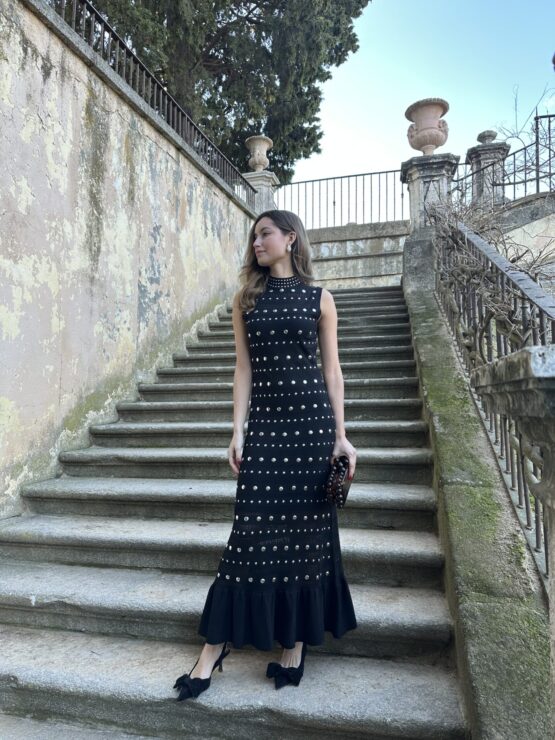 Vestido punto tachas Sena noir - Imagen 3