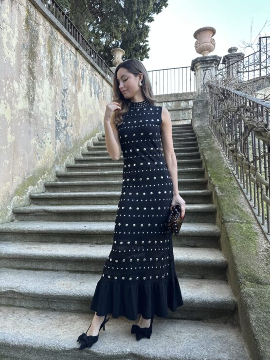 Vestido punto tachas Sena noir - Imagen 2