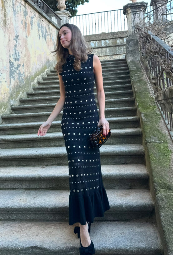 Vestido punto tachas Sena noir