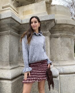 Minifalda elástica burdeos