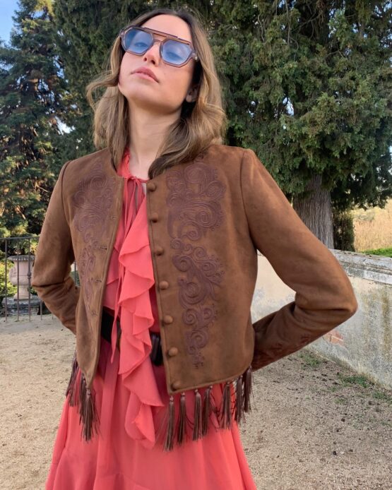 Chaqueta Napa bordada valley marrón - Imagen 6