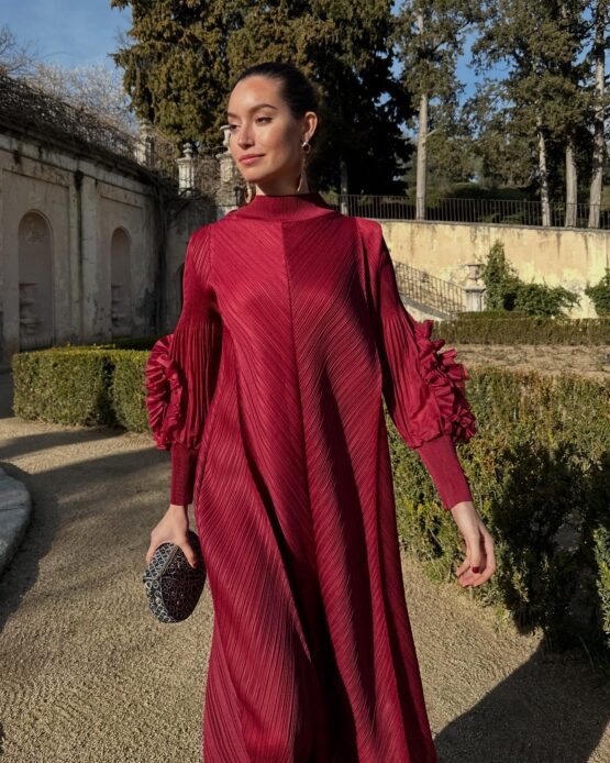 Vestido candela plisado dahlia red - Imagen 5