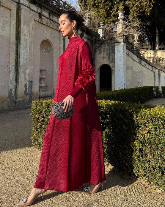 Vestido candela plisado dahlia red - Imagen 4
