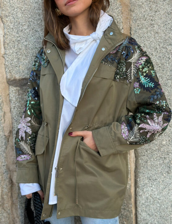 Sahariana bordada khaki - Imagen 5
