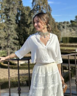 Camisa satén Cerdeña blanca
