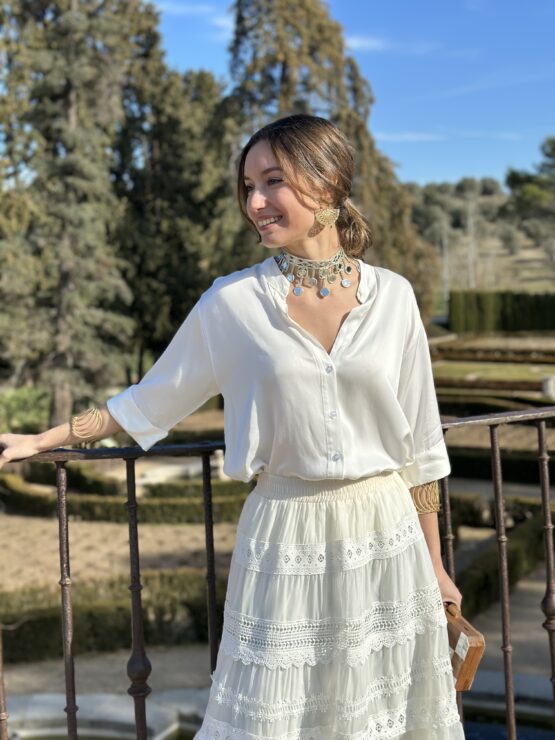 Camisa satén Cerdeña blanca