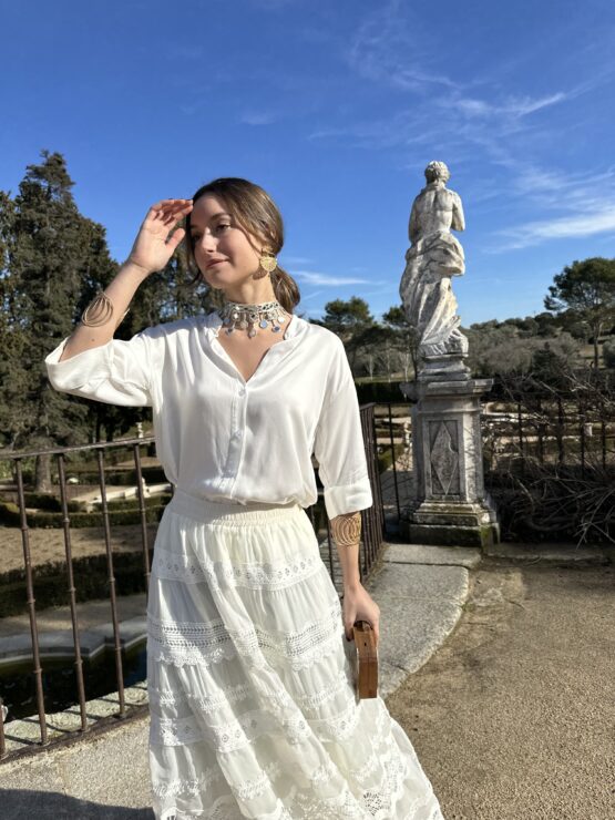 Camisa satén Cerdeña blanca - Imagen 2