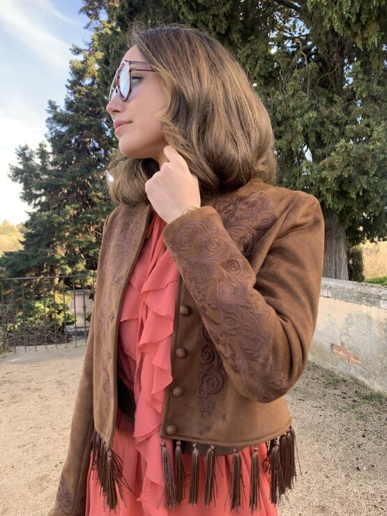 Chaqueta Napa bordada valley marrón - Imagen 5