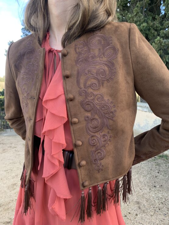Chaqueta Napa bordada valley marrón
