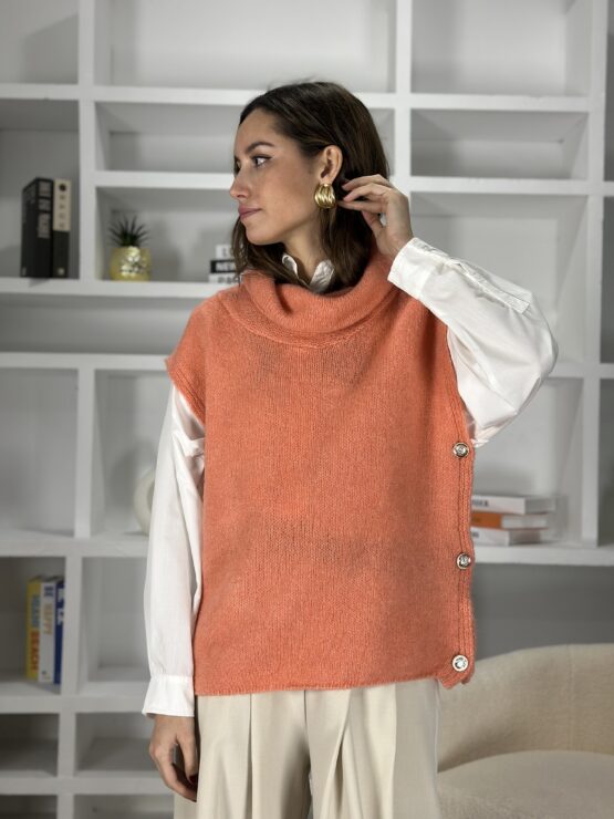 Chaleco punto botones peach - Imagen 4