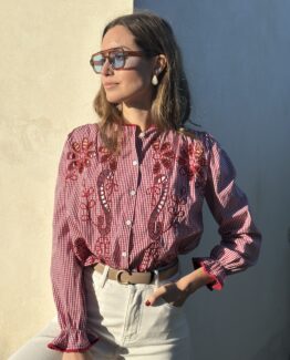 Blusa Micaela cuadro Vichy rouge