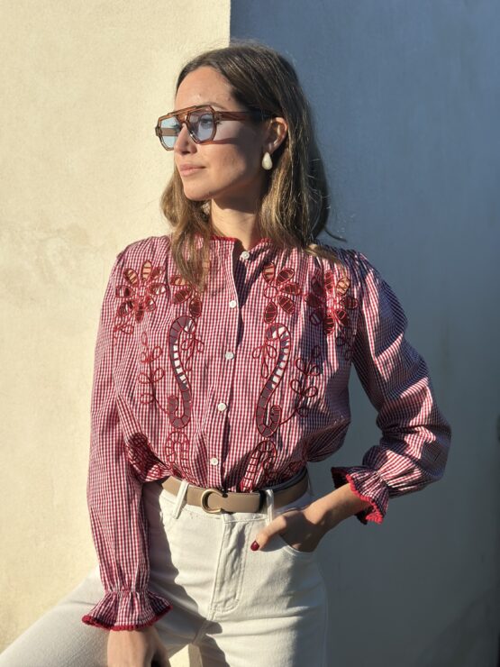 Blusa Micaela cuadro Vichy rouge