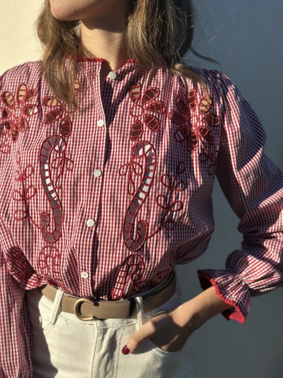 Blusa Micaela cuadro Vichy rouge - Imagen 3