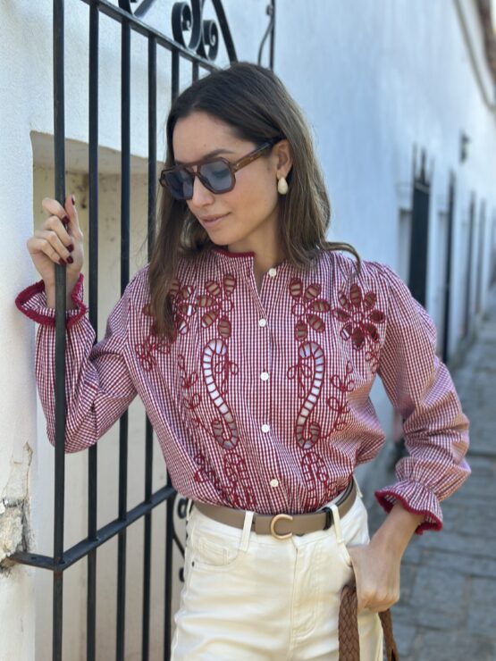 Blusa Micaela cuadro Vichy rouge - Imagen 5