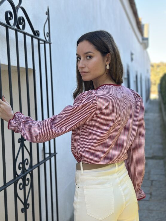Blusa Micaela cuadro Vichy rouge - Imagen 6