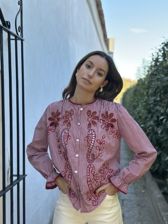 Blusa Micaela cuadro Vichy rouge - Imagen 8