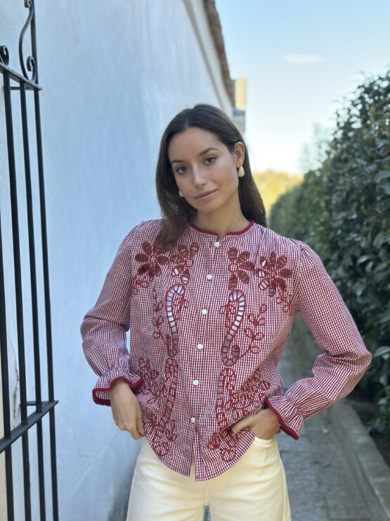 Blusa Micaela cuadro Vichy rouge - Imagen 7