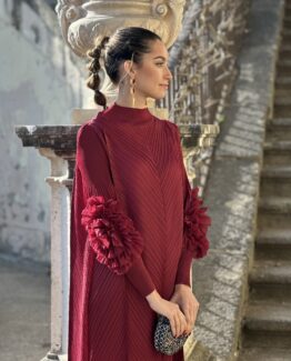 Vestido candela plisado dahlia red