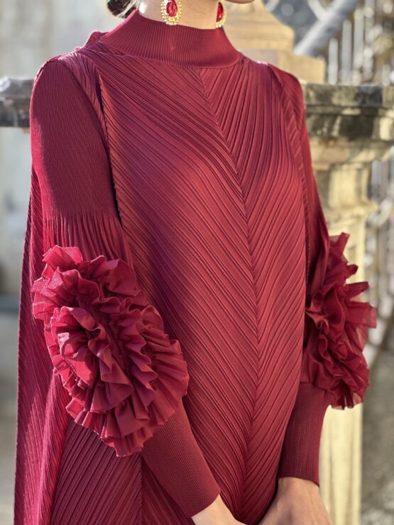 Vestido candela plisado dahlia red - Imagen 8