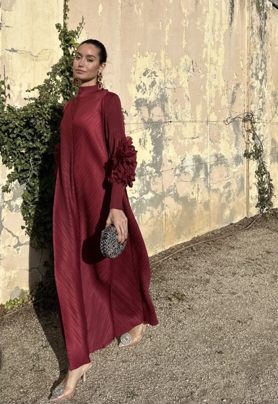 Vestido candela plisado dahlia red - Imagen 7