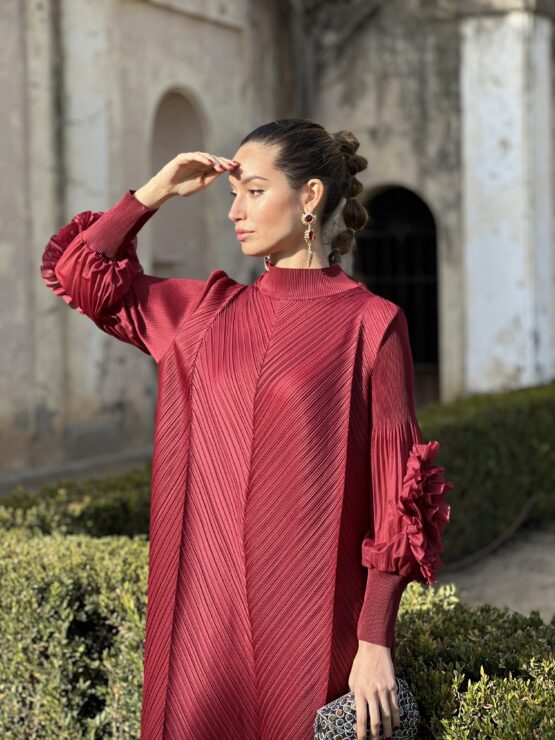 Vestido candela plisado dahlia red - Imagen 6