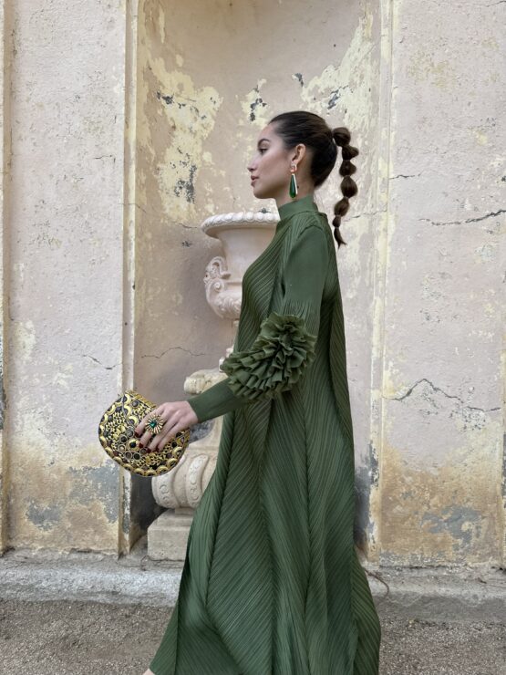 Vestido candela plisado vert - Imagen 7