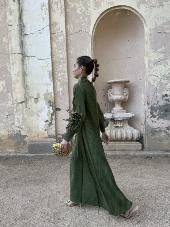 Vestido candela plisado vert - Imagen 6