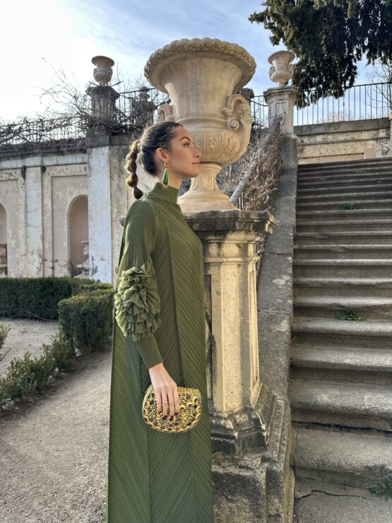 Vestido candela plisado vert - Imagen 5