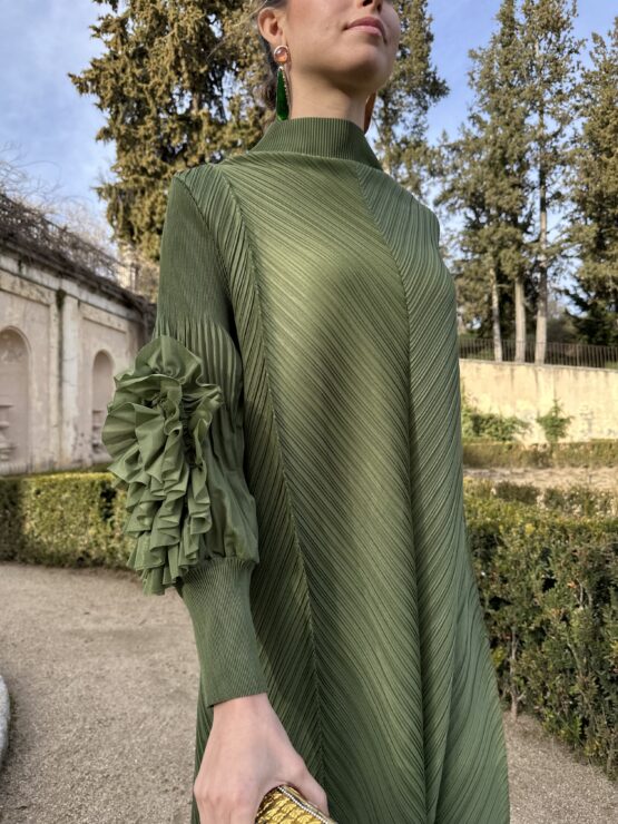 Vestido candela plisado vert - Imagen 2