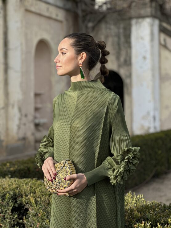 Vestido candela plisado vert - Imagen 4