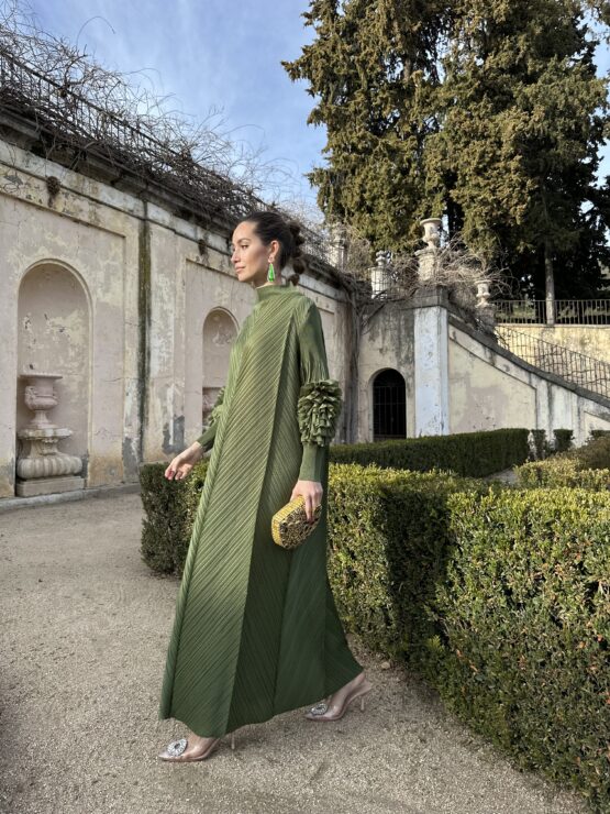Vestido candela plisado vert - Imagen 3