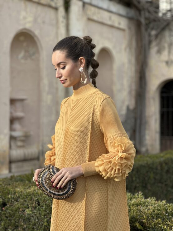 Vestido candela plisado pastel lemon