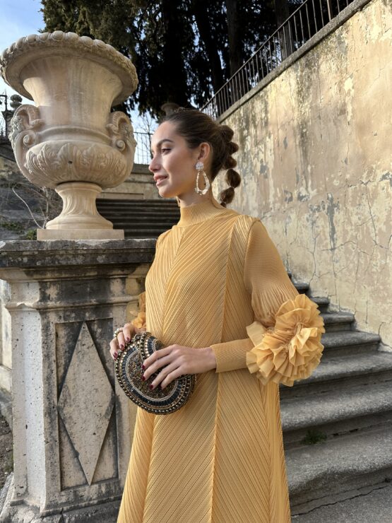 Vestido candela plisado pastel lemon - Imagen 3