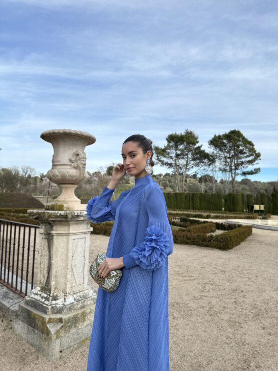 Vestido plisado candela sky Blue - Imagen 2
