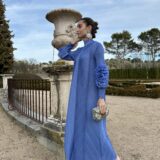 Vestido plisado candela sky Blue - Imagen 4