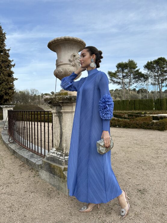 Vestido plisado candela sky Blue - Imagen 4