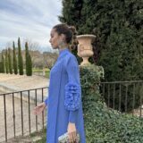 Vestido plisado candela sky Blue