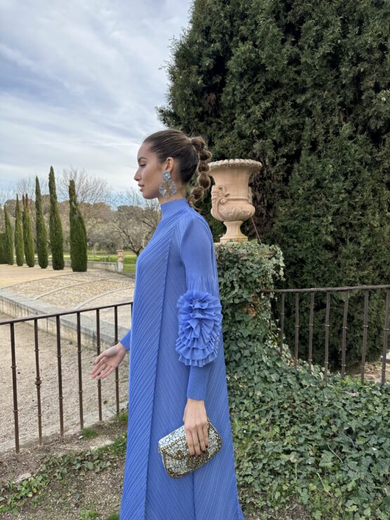 Vestido plisado candela sky Blue