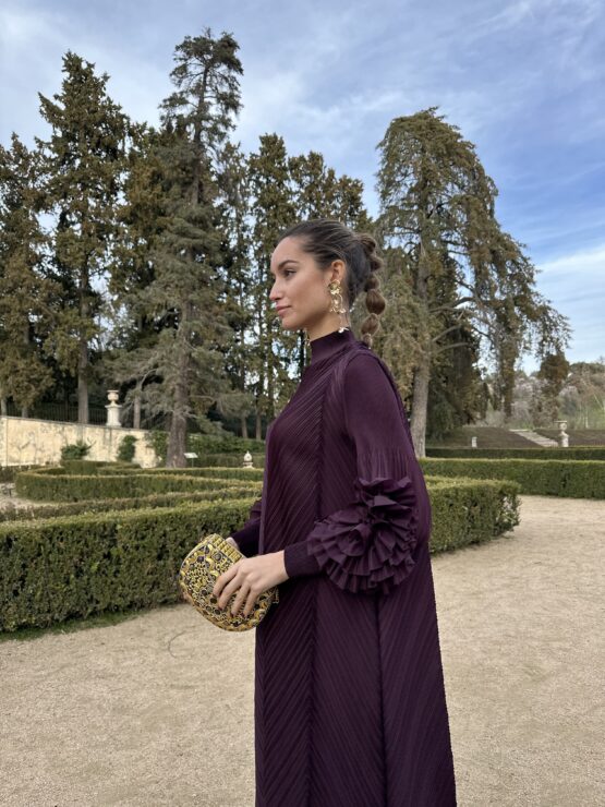 Vestido candela plisado berenjena - Imagen 5