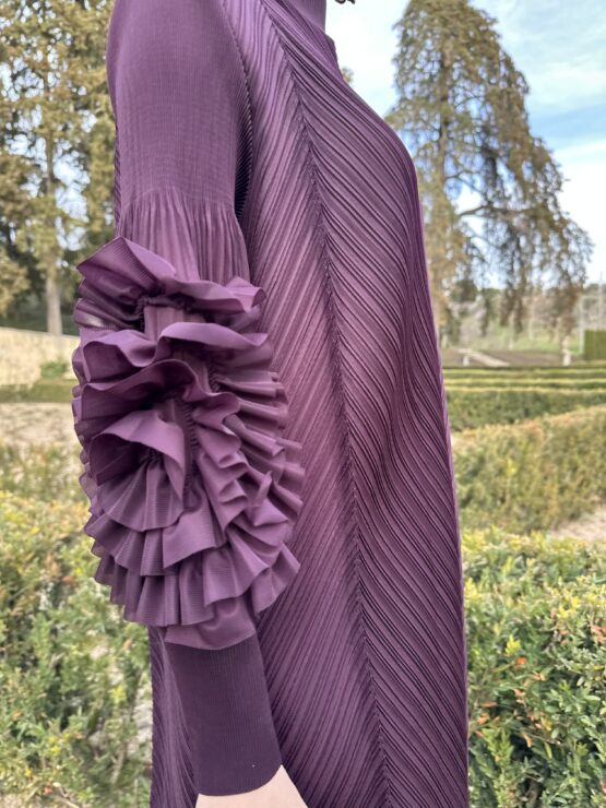Vestido candela plisado berenjena - Imagen 7