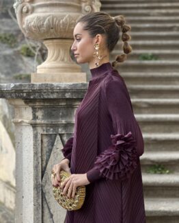Vestido candela plisado berenjena