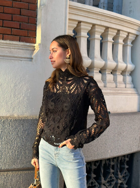 Blusa guipur Brends noir - Imagen 2
