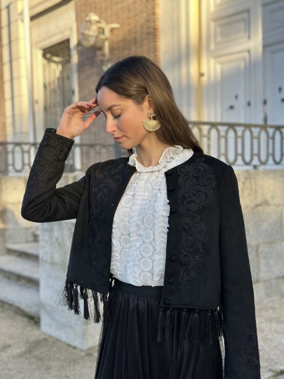 Chaqueta ante bordada black - Imagen 4