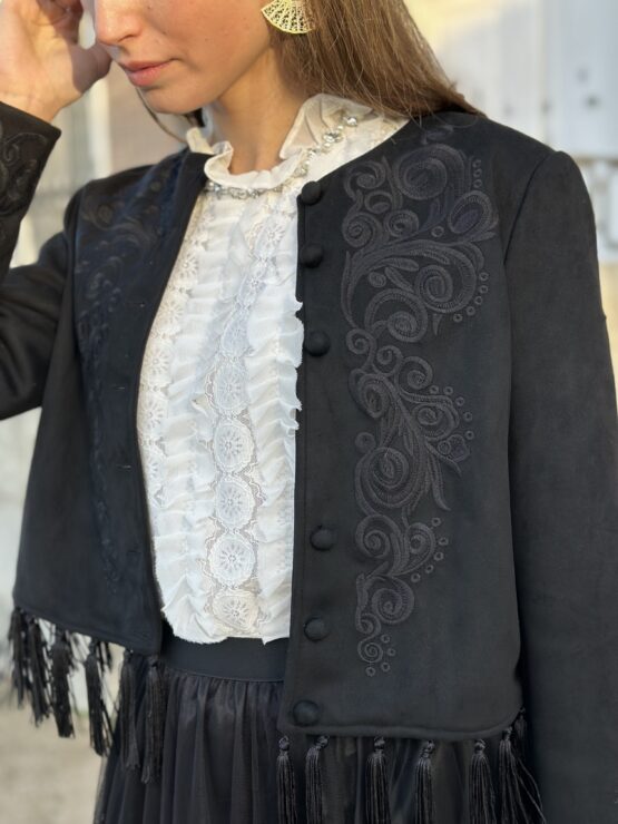 Chaqueta ante bordada black - Imagen 3