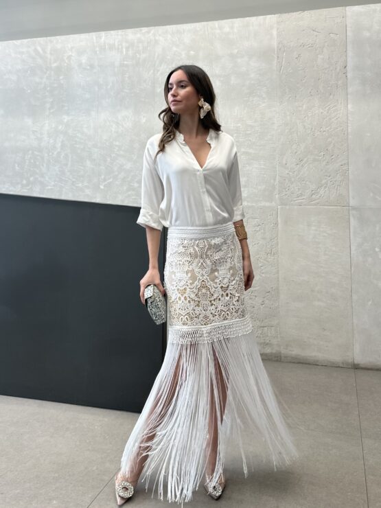 Falda Flecos ronda  white